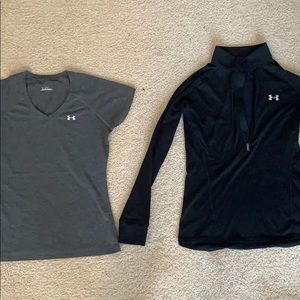 under armor tee and 1/4 zip